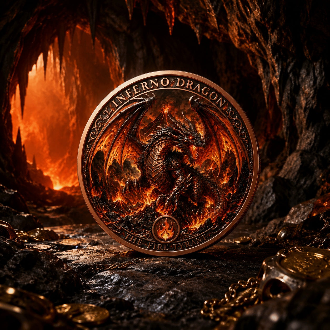 Inferno Dragon The Fire Tyrant 1 Kilo Copper Medal (07/10)