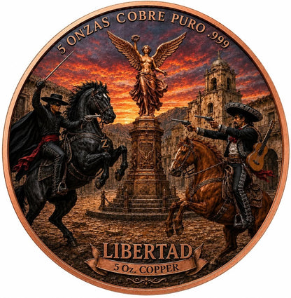 Mexico Libertad Mark of the Mariachi 5 oz Copper Medal (06/18)