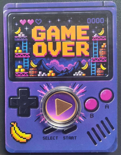 Game Over Colorized 1g Silver Round in Card