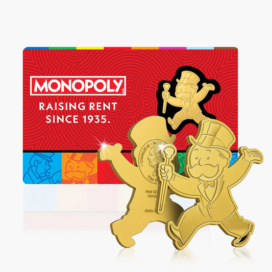 2026 Solomon Islands Monopoly Man Shaped 1/1000 oz Gold Coin in Card