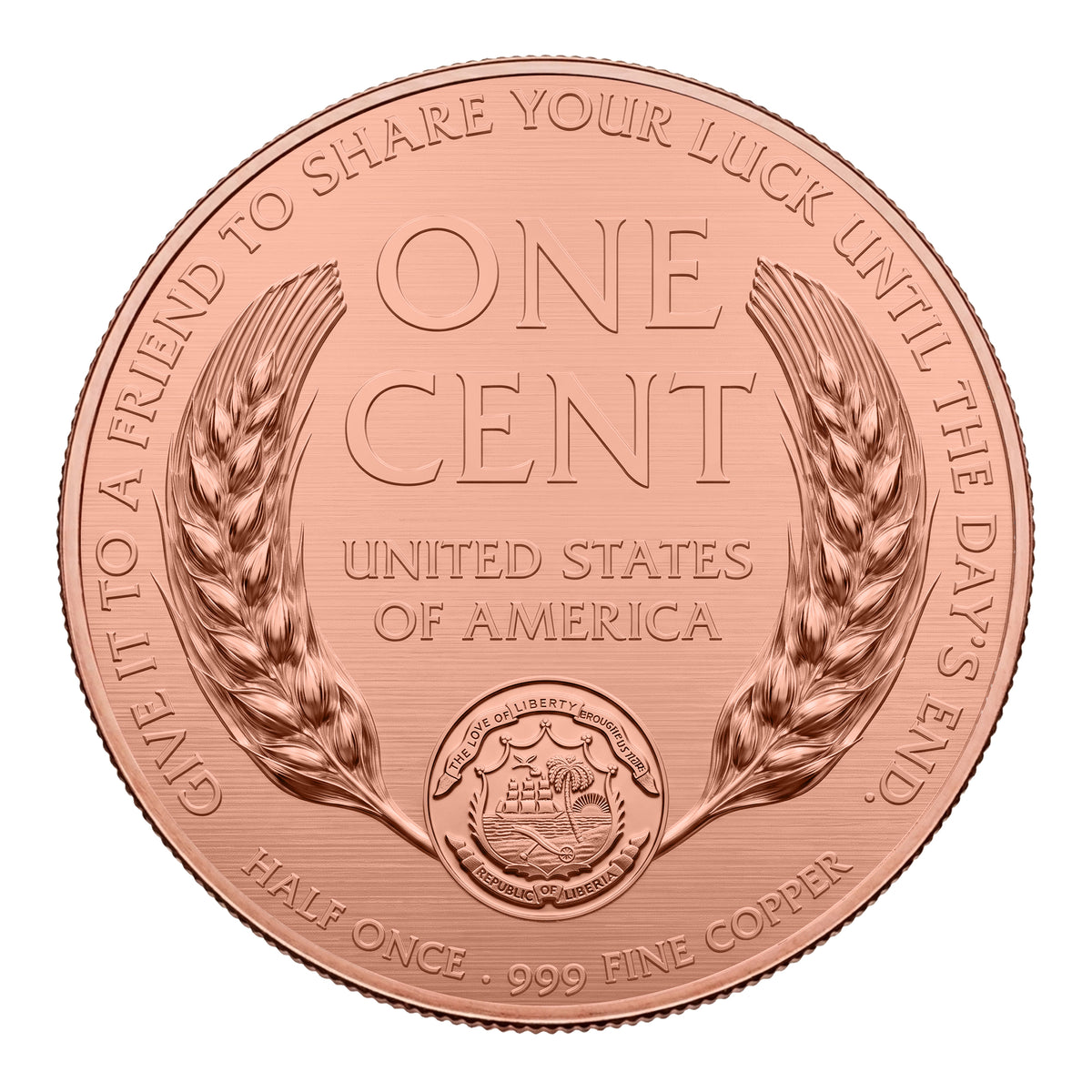 2027 Liberia Lucky Penny 1/2 oz Copper Coin