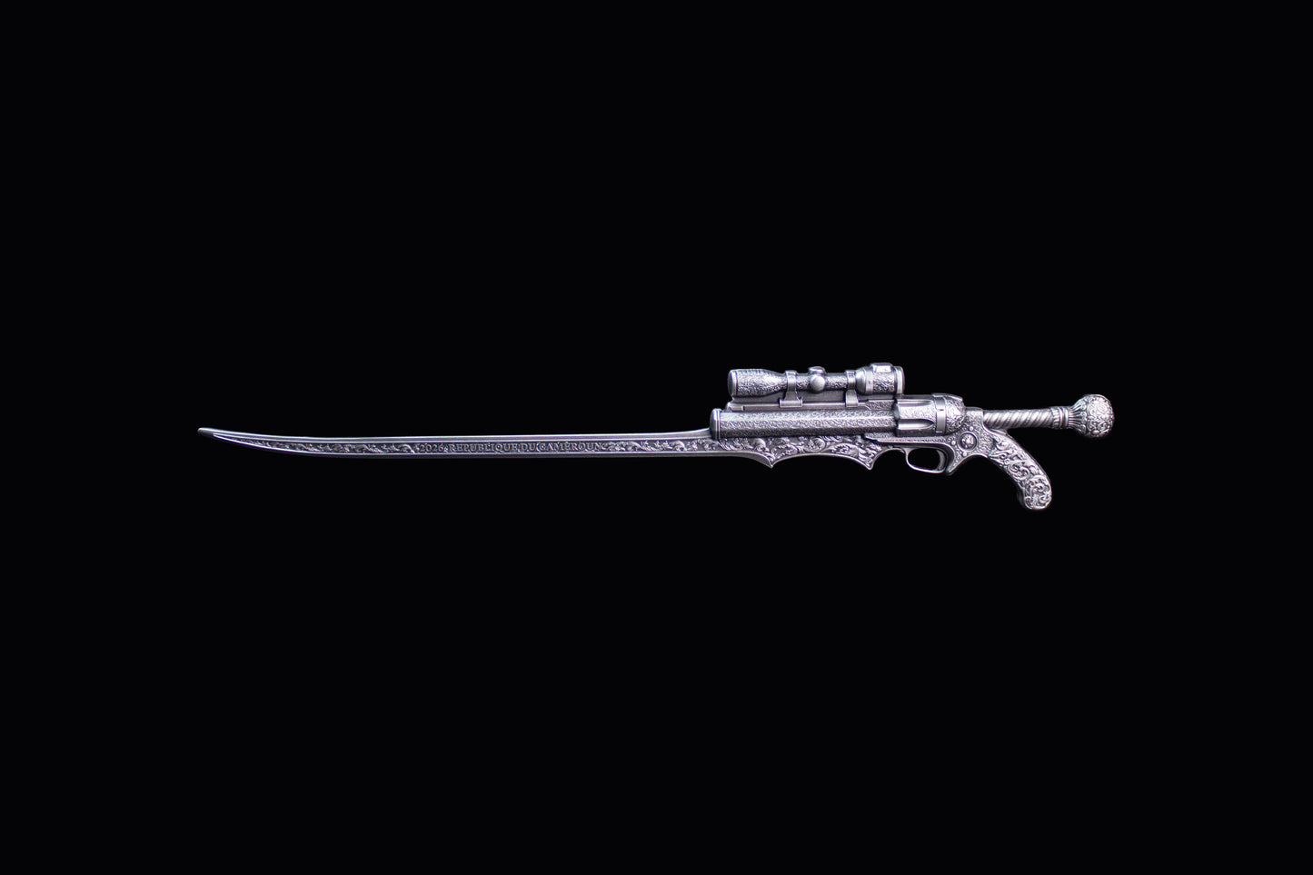Estimate: 2026 Cameroon Steampunk Gunblade Shaped 2.5 oz Silver Coin (07/10)
