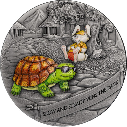 2026 Cameroon The Tortoise and the Hare 2 oz Silver Coin