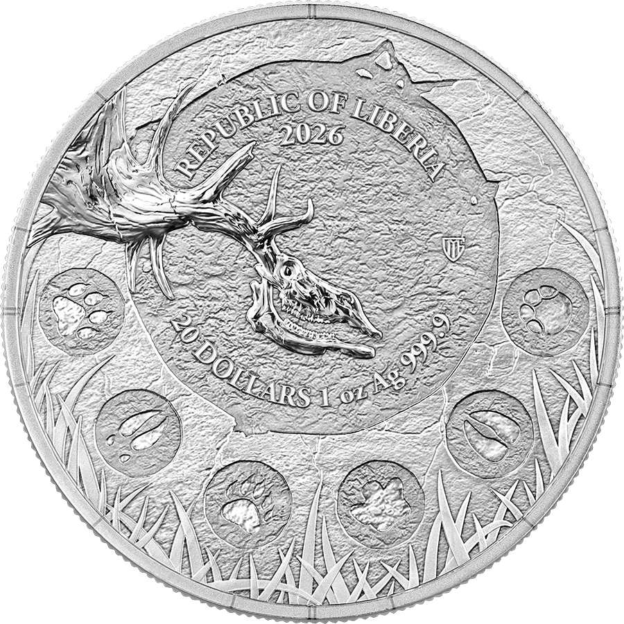 Estimate: 2026 Liberia Megafauna - Giant Deer BU 1 oz Silver Coin