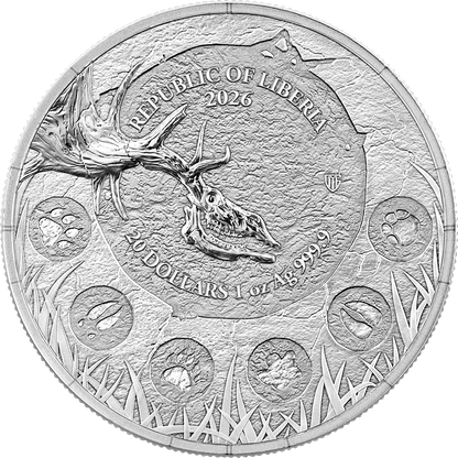 Estimate: 2026 Liberia Megafauna - Giant Deer BU 1 oz Silver Coin