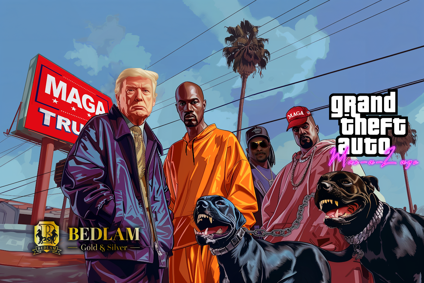 Grand Theft Auto Mar-A-Lago : The Ruff Ryders and Slow Ryders Colorized 1 oz Silver Bar (08/12)