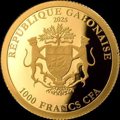 2025 Gabon Chinese Dragon Rare Edition 1g Gold Coin in Card