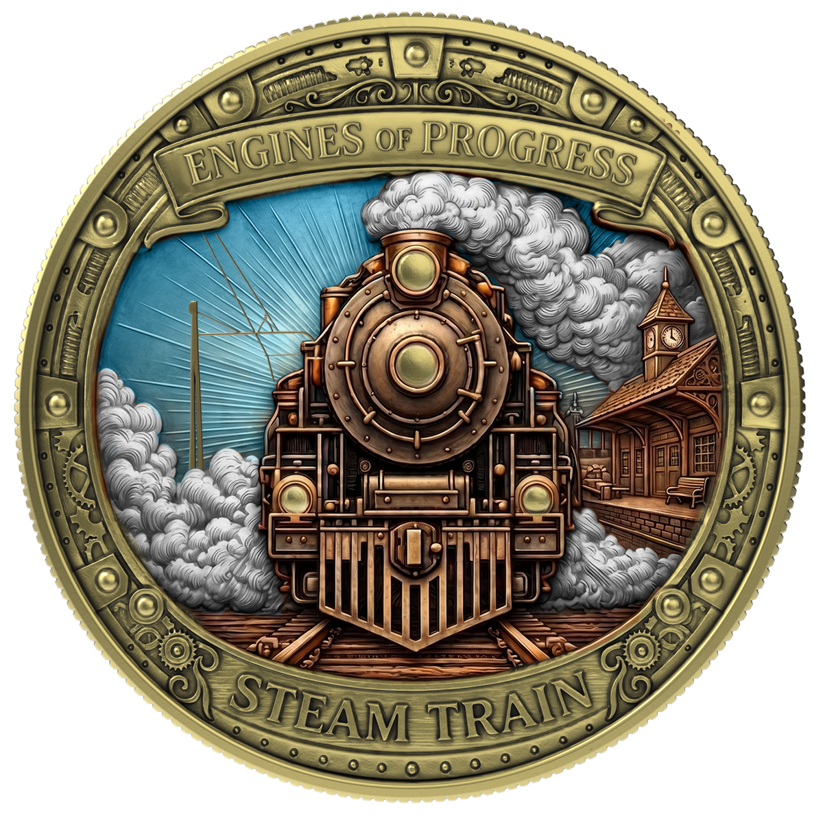 2026 Solomon Islands Engines of Progress - Steam Train 10g CN Coin in Card