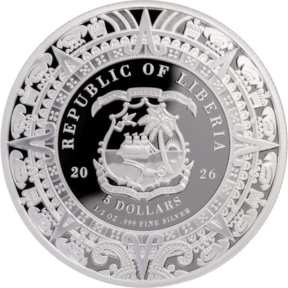 2026 Liberia Aztec Heritage Itzapapolotl 1/2 oz Silver Coin