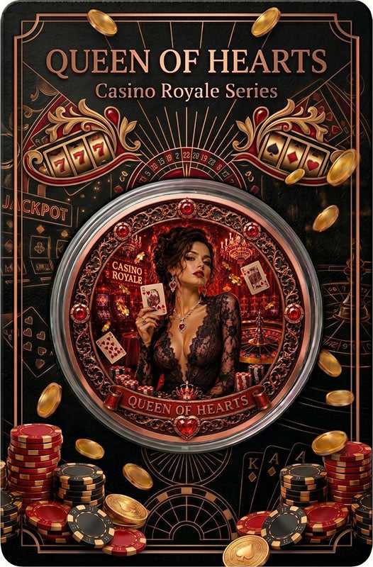 Casino Royale - Queen of Hearts Colorized 1 oz Copper Medal (07/03)