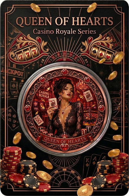 Casino Royale - Queen of Hearts Colorized 1 oz Copper Medal (07/03)