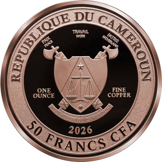 2026 Cameroon Halloween Witch Colorized 1 oz Copper Coin