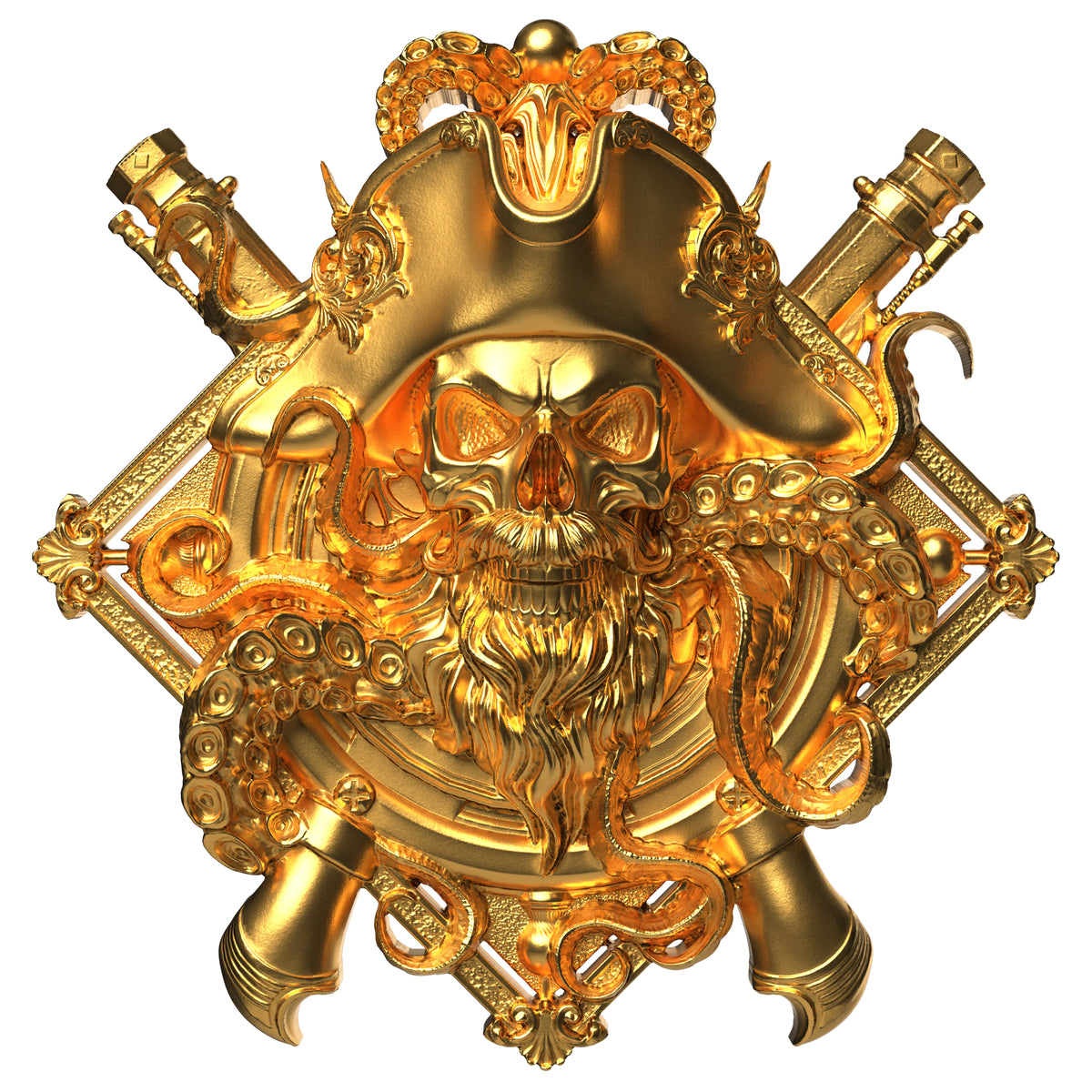 2027 Liberia Undead Captain Kraken Gold Gilded 2 oz Silver Coin