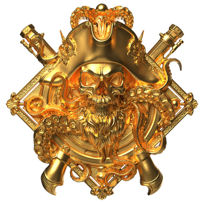 2027 Liberia Undead Captain Kraken Gold Gilded 2 oz Silver Coin