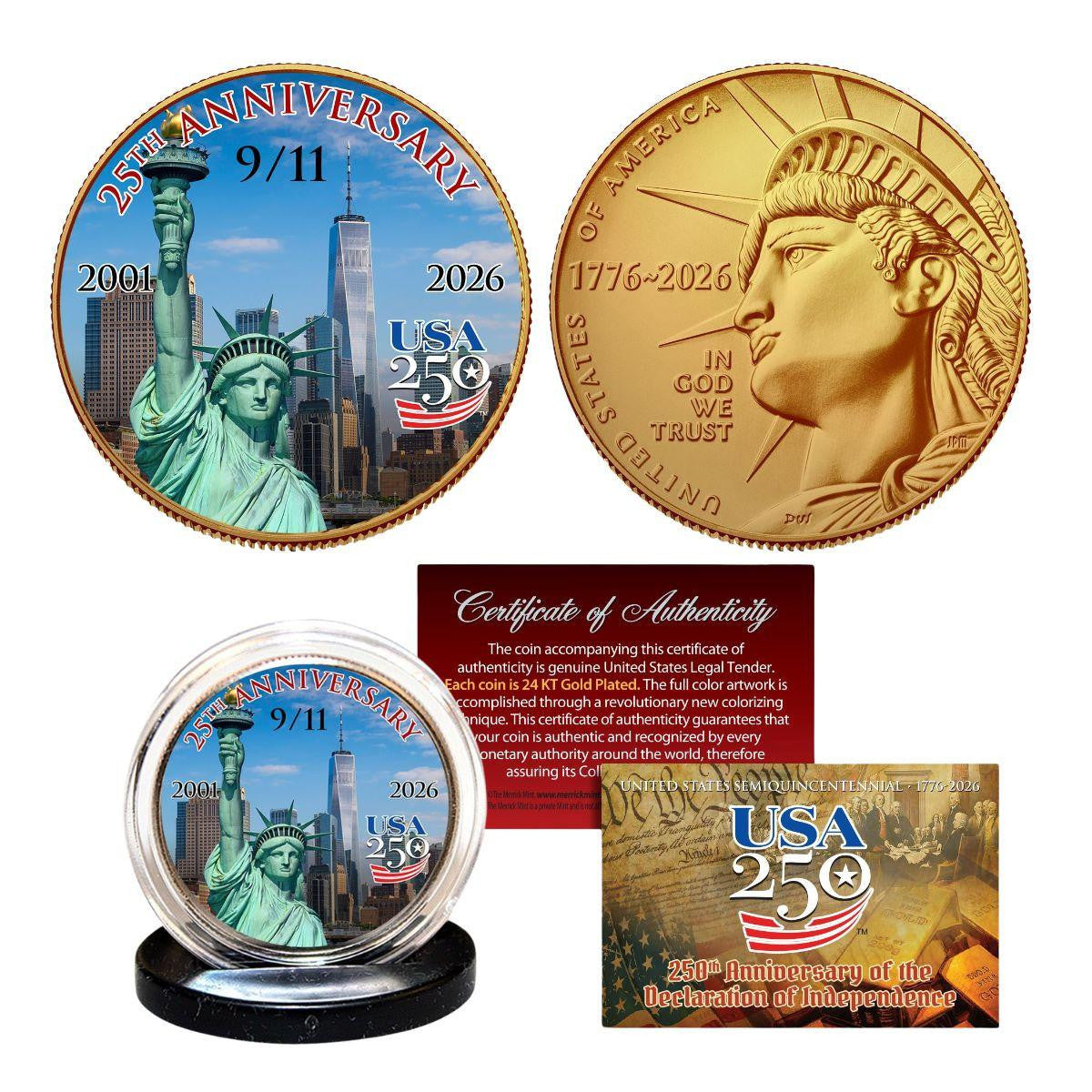 2026 U.S. Half Dollar 9/11 25th Anniversary Colorized & Gold Plated Coin (07/03)