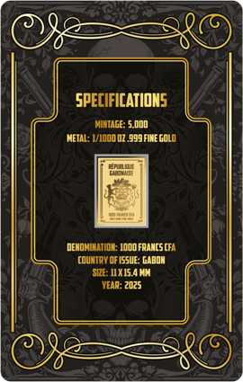 In Stock! 2025 Gabon Playing Cards King of Spades 1/1000 oz Gold in Card