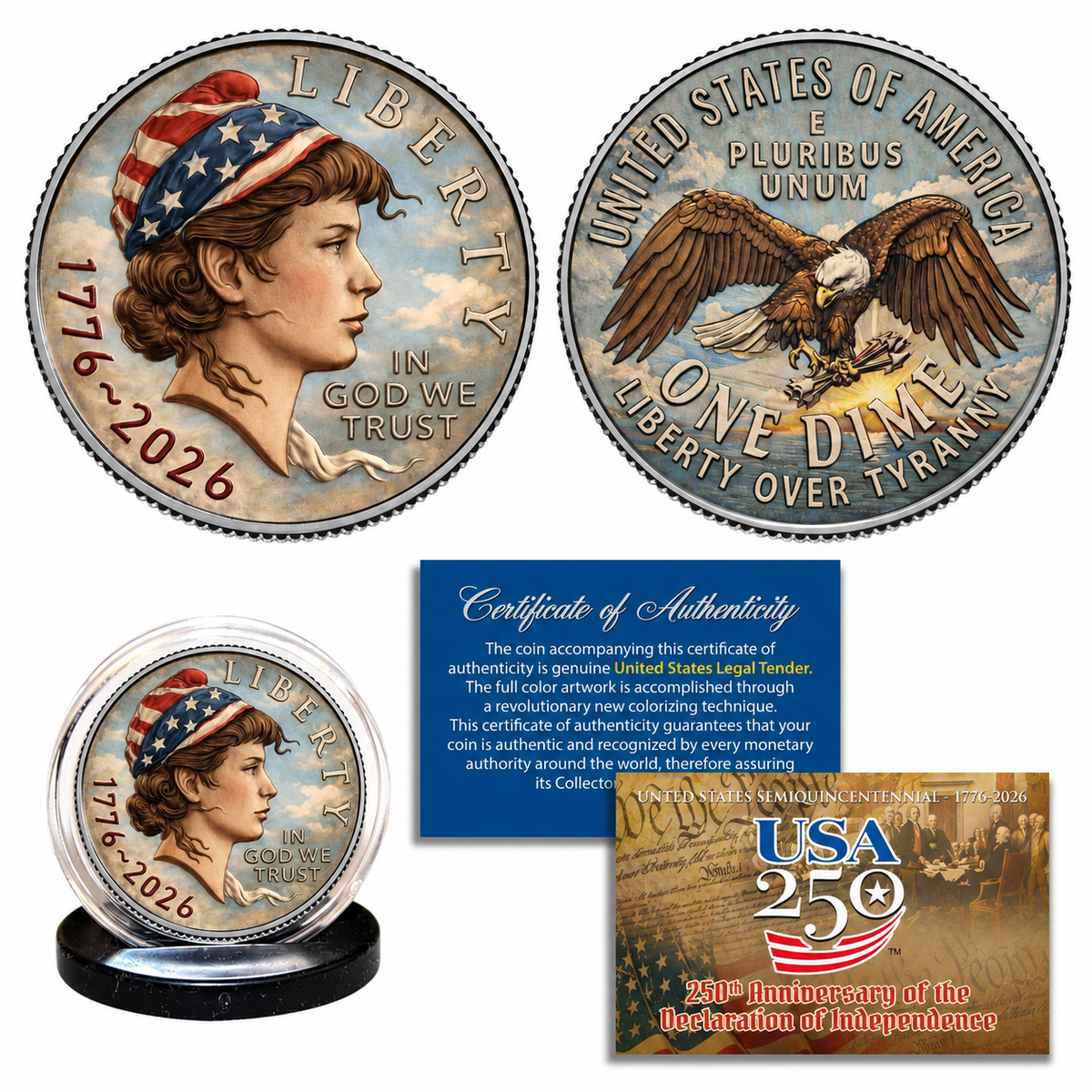 2026 U.S. Emerging Liberty Dime - 250th Anniversary Colorized CN Coin