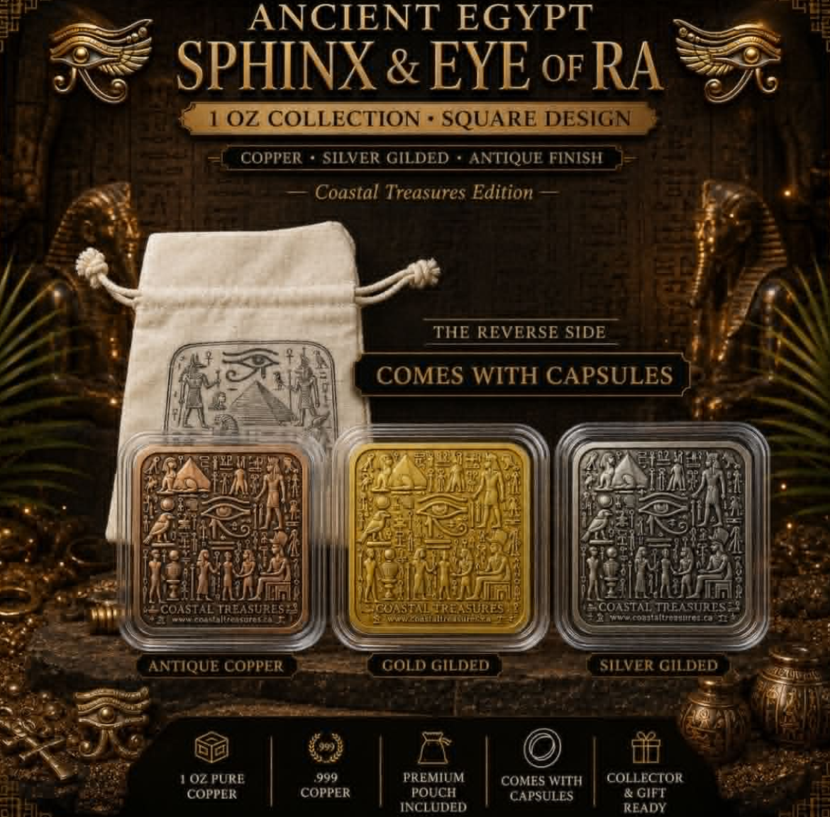Ancient Egypt Sphinx & Eye of Ra 3 x 1 oz Copper Medal Set (07/03)