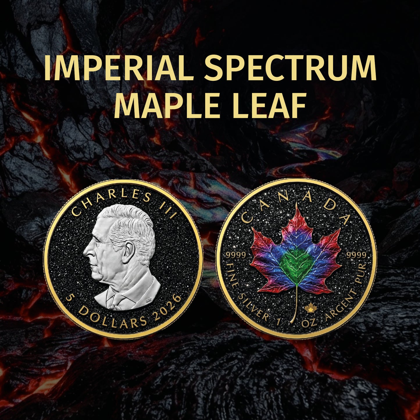2026 Canada Maple Leaf Imperial Spectrum Edition 1 oz Silver Coin (07/23)