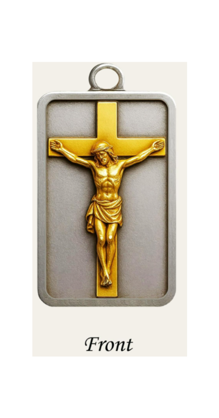 Jesus Crucifix Pendant Gold Plated 1/2 oz Copper Medal (06/23)