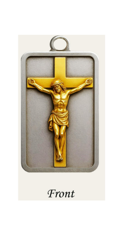 Jesus Crucifix Pendant Gold Plated 1/2 oz Copper Medal (06/23)