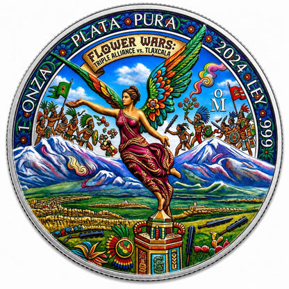 2024 Mexico Libertad Aztec Flower Wars Edition 1 oz Silver Coin (07/21)
