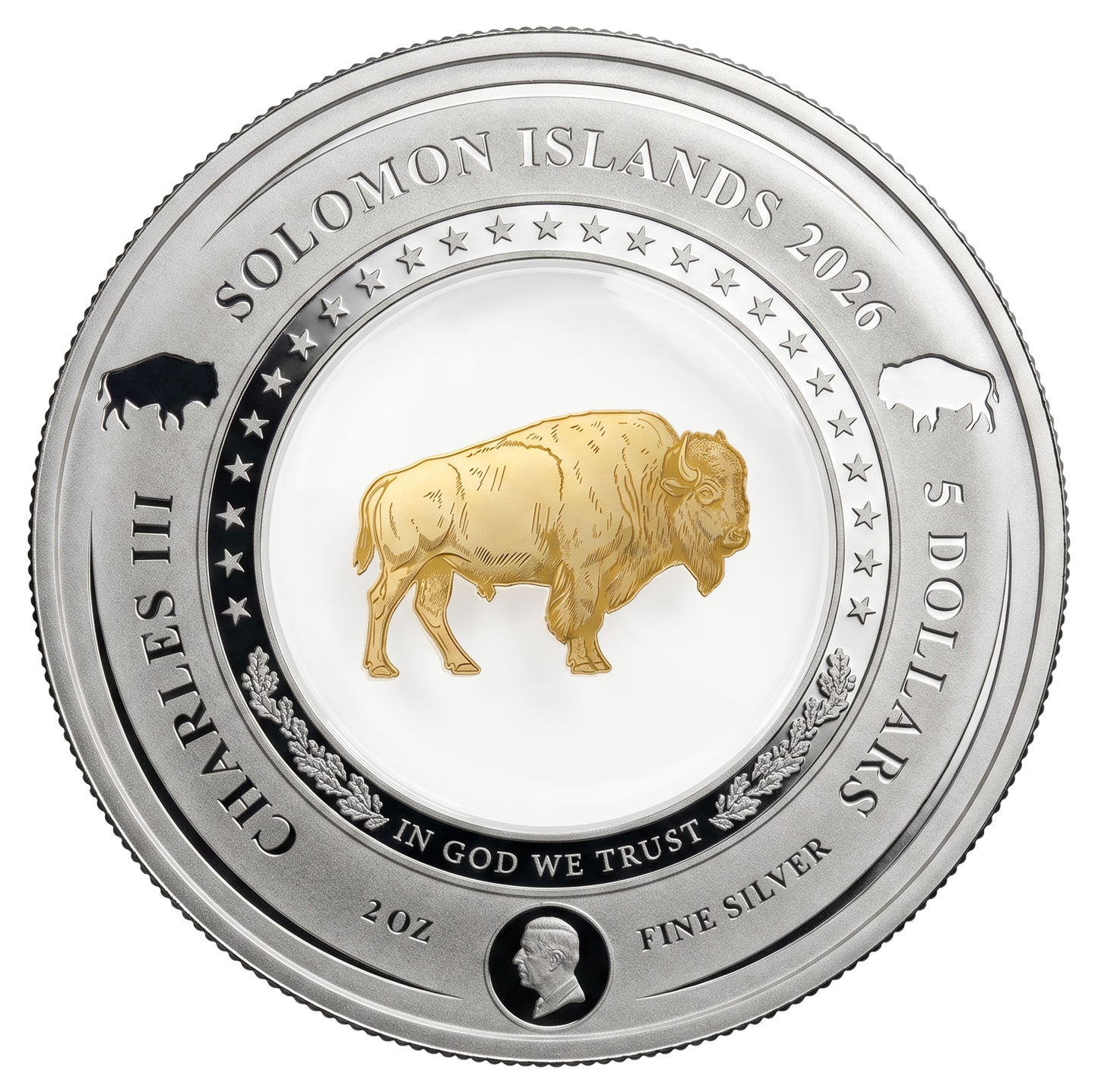 2026 Solomon Islands The Embracing Gold Buffalo 2 oz Silver Coin (06/26)
