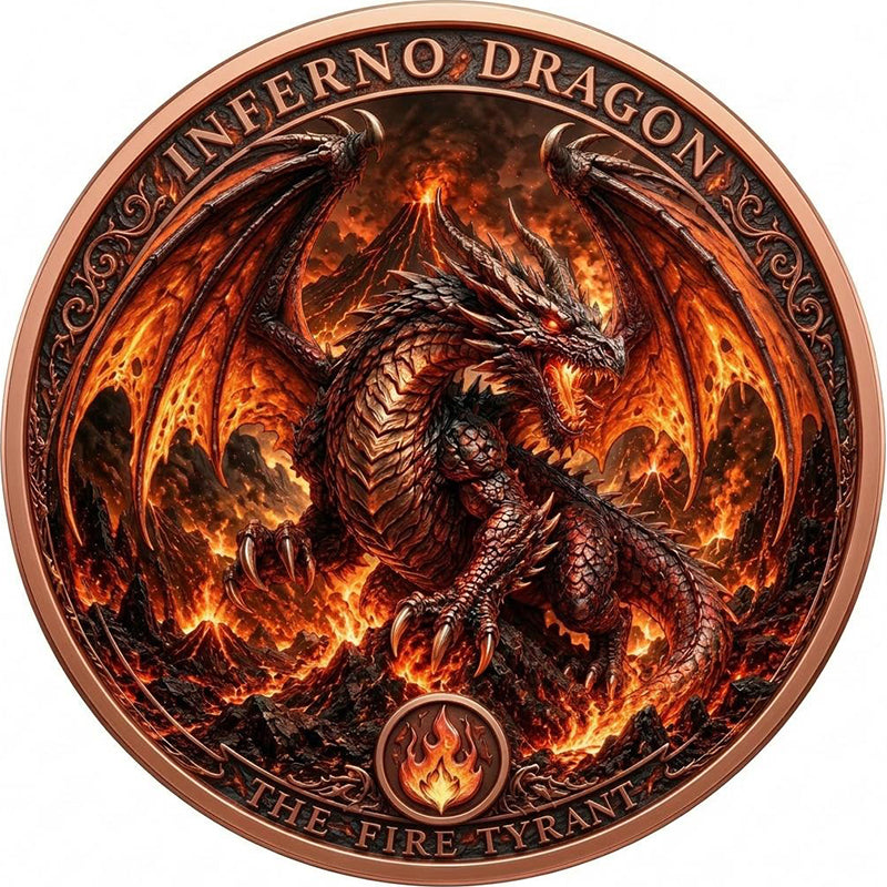 Inferno Dragon The Fire Tyrant 1 Kilo Copper Medal (07/10)