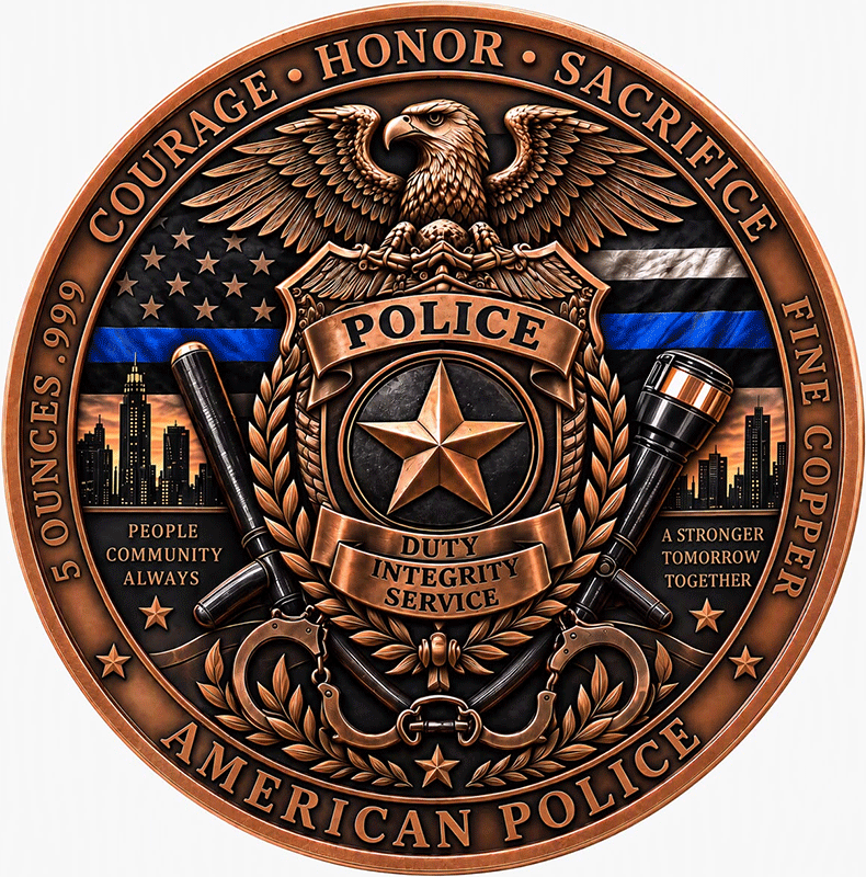 Police - Honor Courage Sacrifice 5 oz Copper Medal