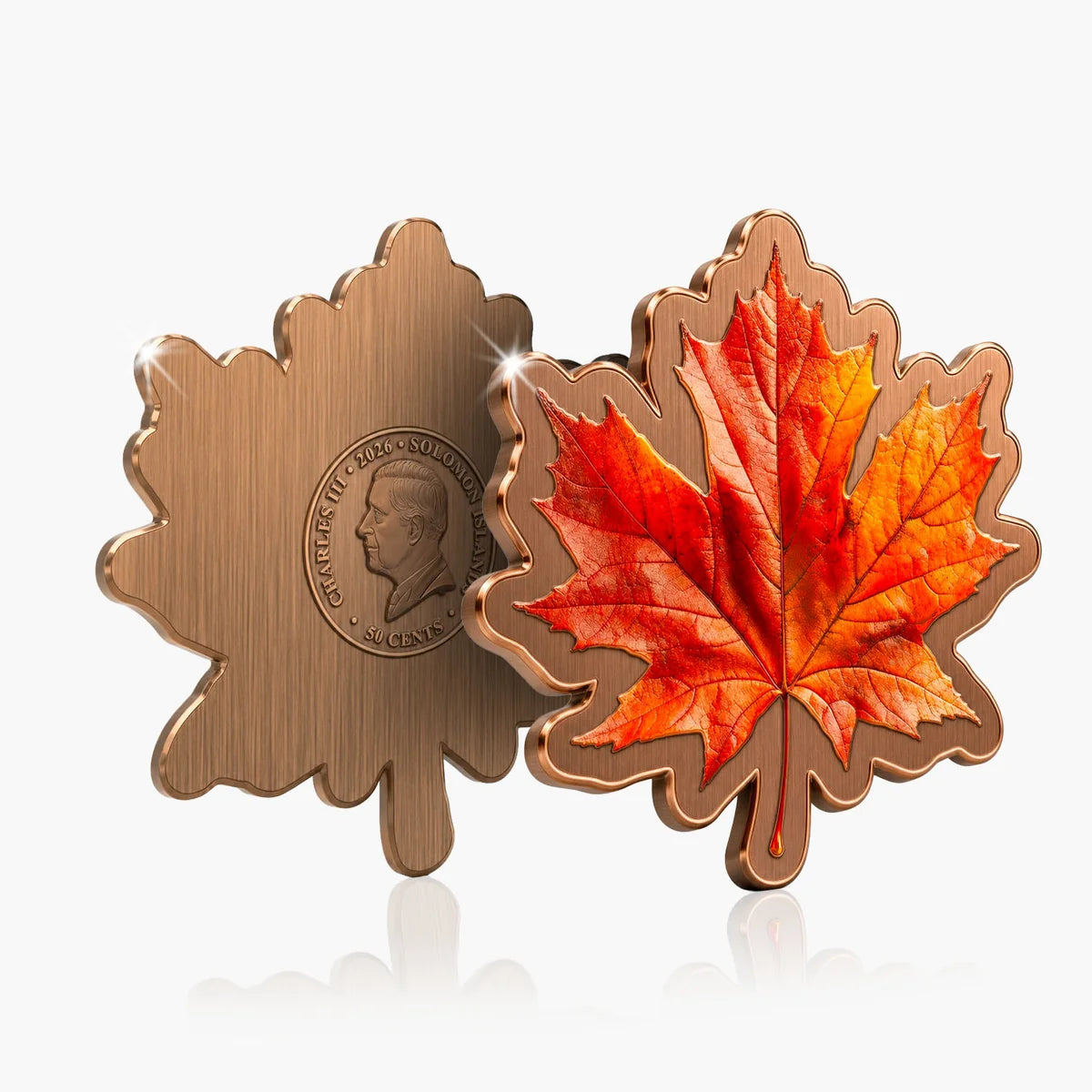2026 Solomon Islands Maple Leaf Shaped 42g Cn Coin