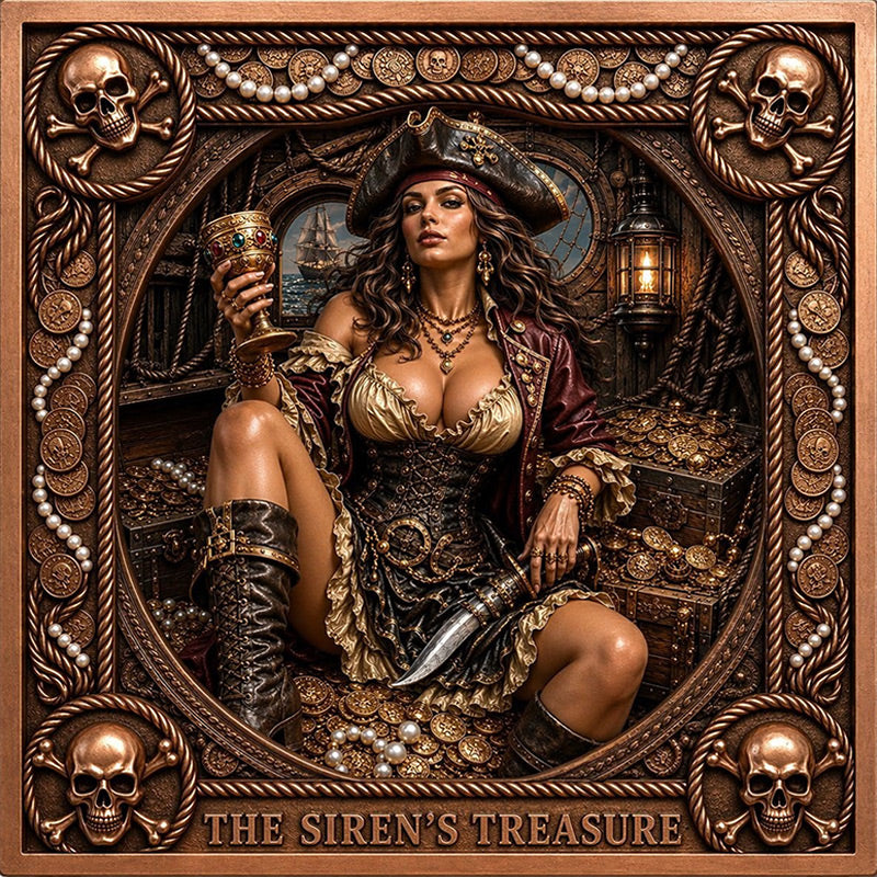 The Siren's Treasure Colorized 5 oz Copper Medal (06/23)