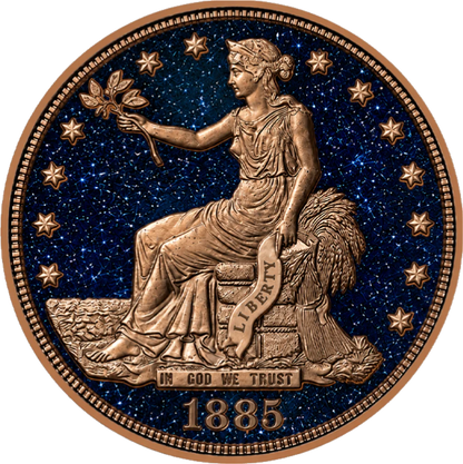 1885 U.S. Trade Dollar Trubute Diamond Dust 1 oz Copper Medal