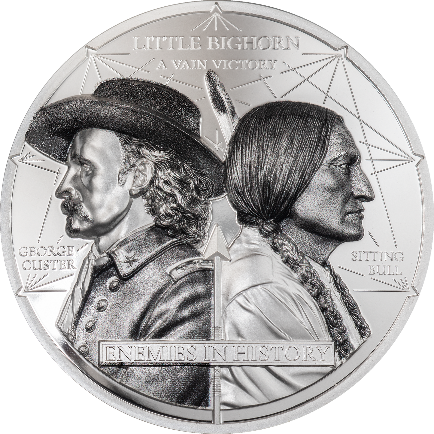 2026 Mongolia Enemies in History - Custer vs Sitting Bull 2 oz Silver Coin