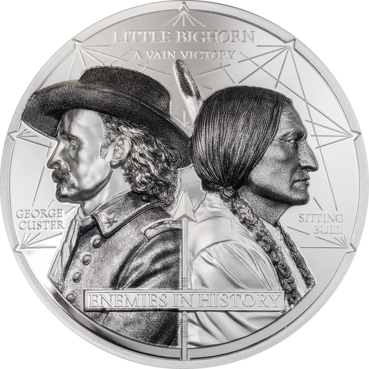 2026 Mongolia Enemies in History - Custer vs Sitting Bull 2 oz Silver Coin