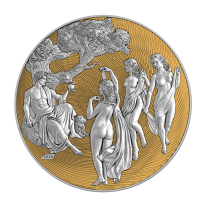 2026 Cameroon Paris & the Three Graces Gold Gilt 2 oz Silver Coin (07/15)