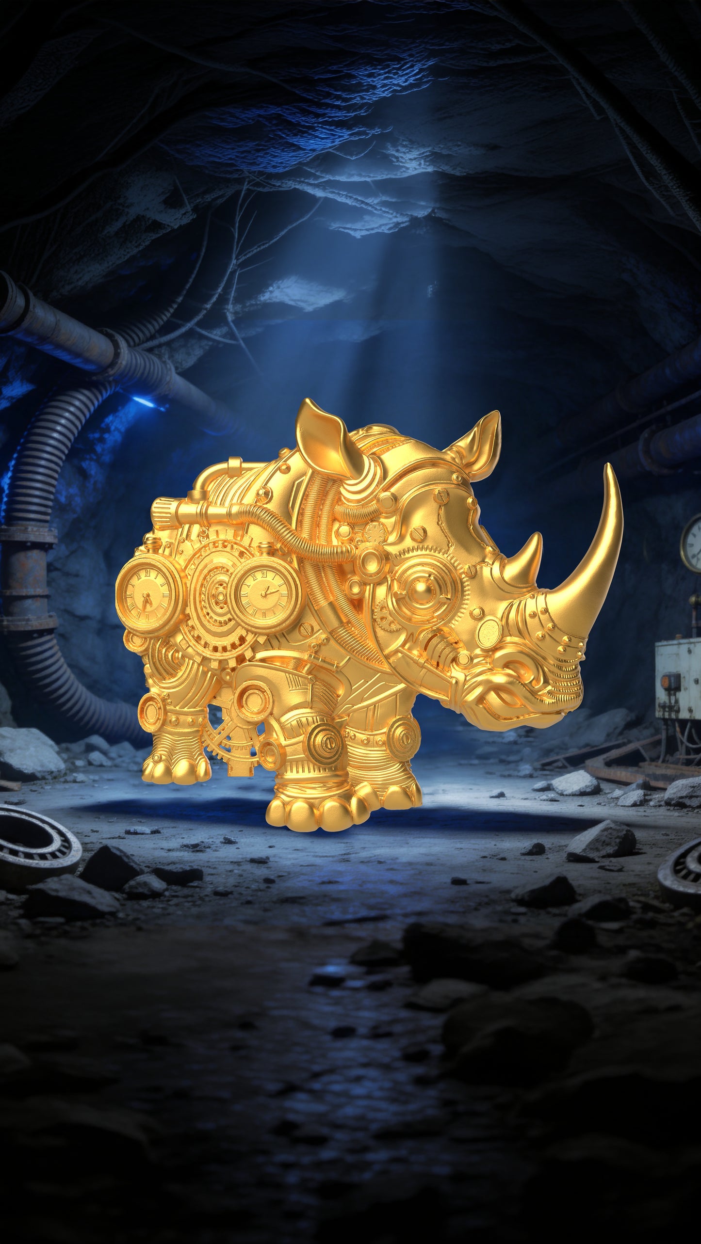 2027 Cameroon Mech Rhino Shaped 2 oz Gold Gilded Silver Coin