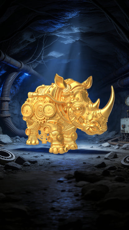 2027 Cameroon Mech Rhino Shaped 2 oz Gold Gilded Silver Coin