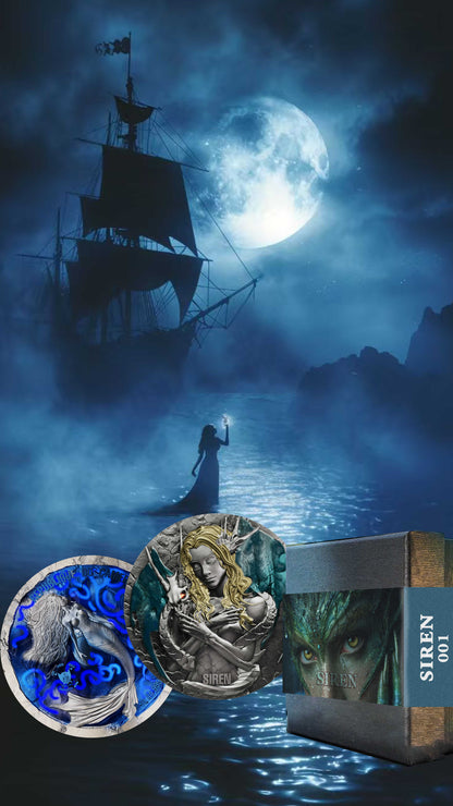 In Stock! 2025 Cameroon Seduction of the Sea Siren 2 oz Silver Coin (Antique)
