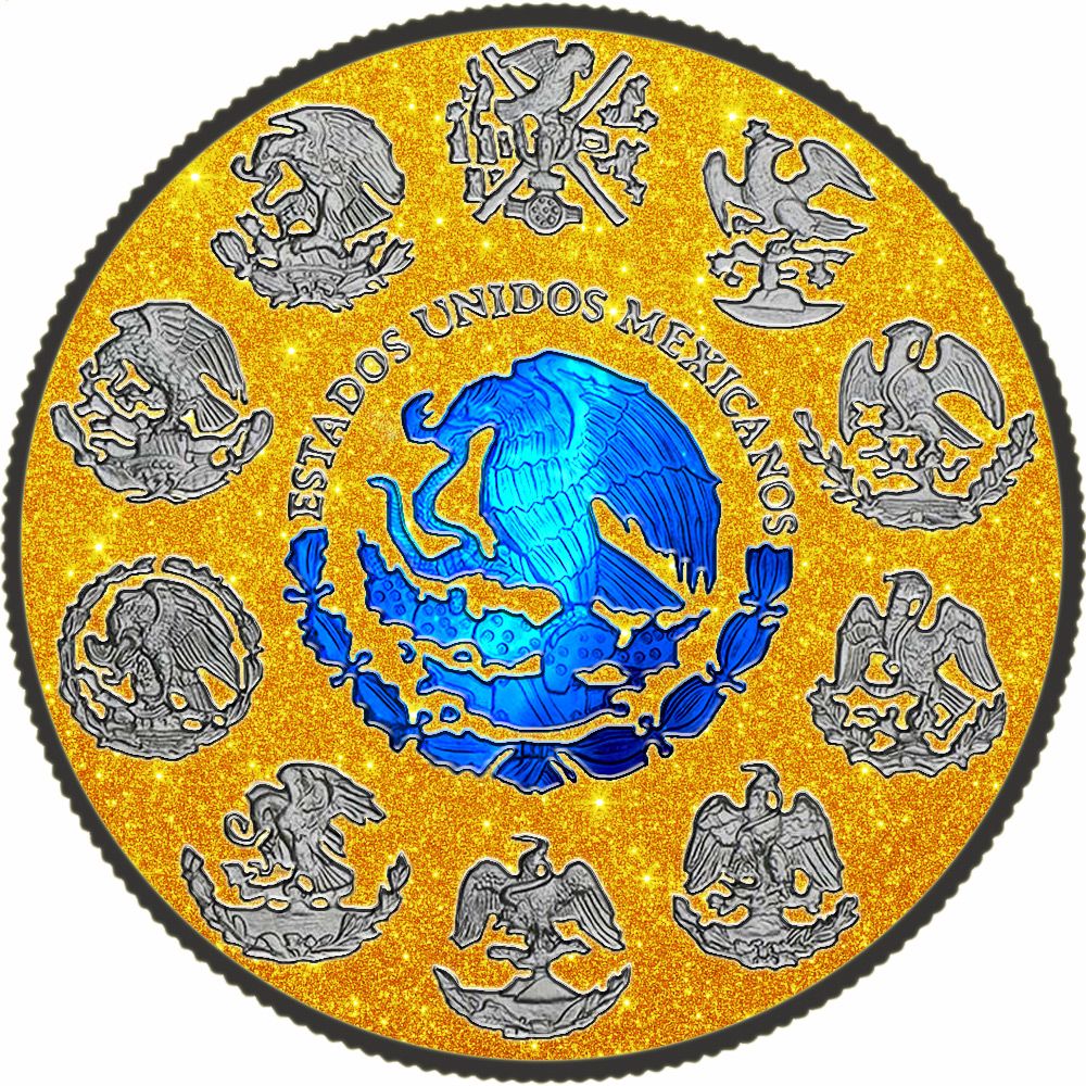 2024 Mexico Libertad Blue Electric Holo Golden Diamond Dust Edition 1 oz Silver Coin (Last day to order May 15th)