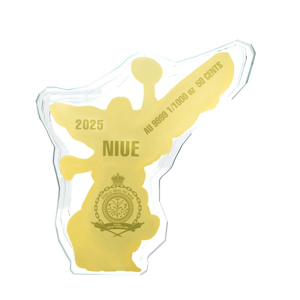In Stock! 2025 Niue Angel of Independence Shaped 1/1000 oz .9999 Gold Coin in Card