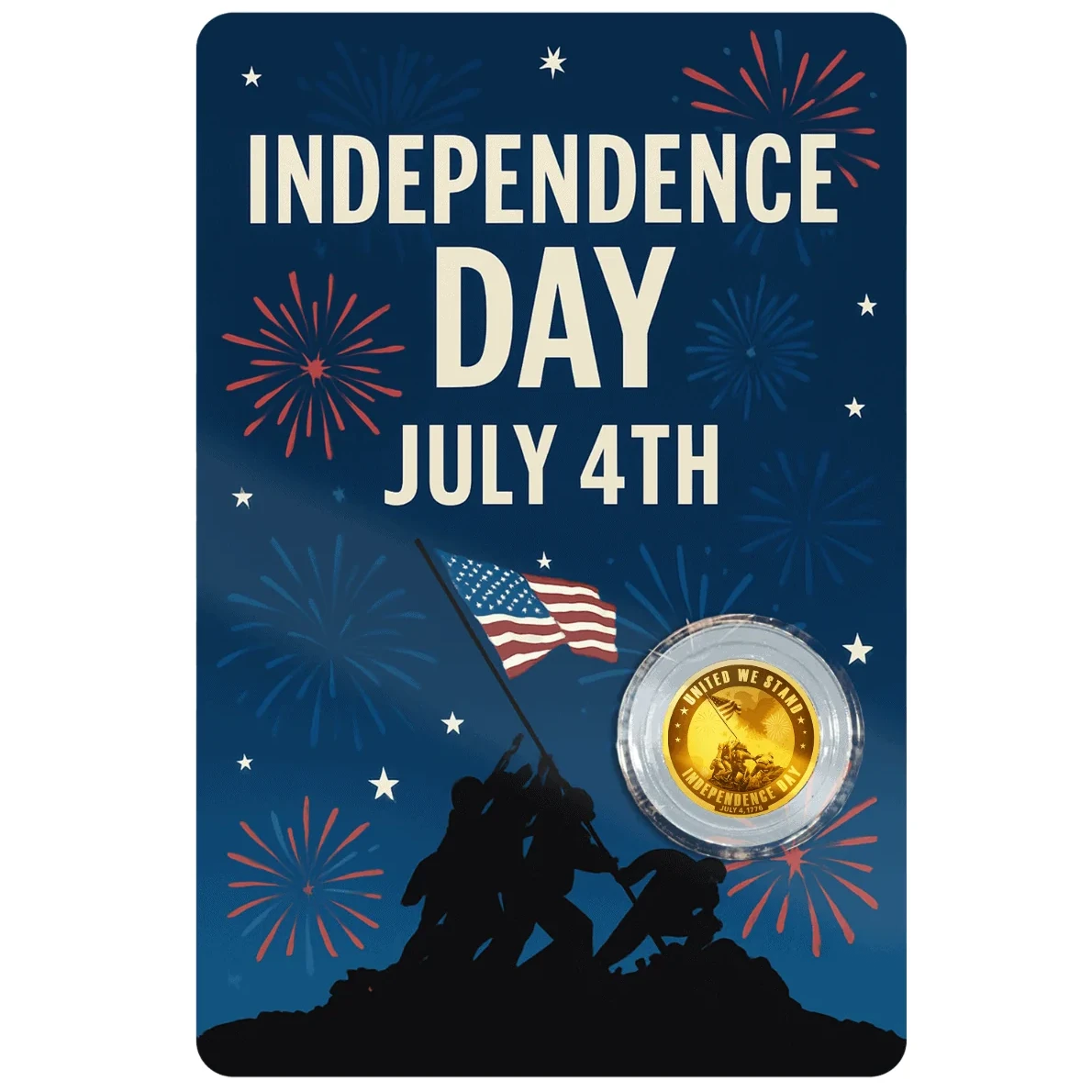 In Stock 2026 Liberia United We Stand IWA Jima 1/1000 oz Gold Coin in Card