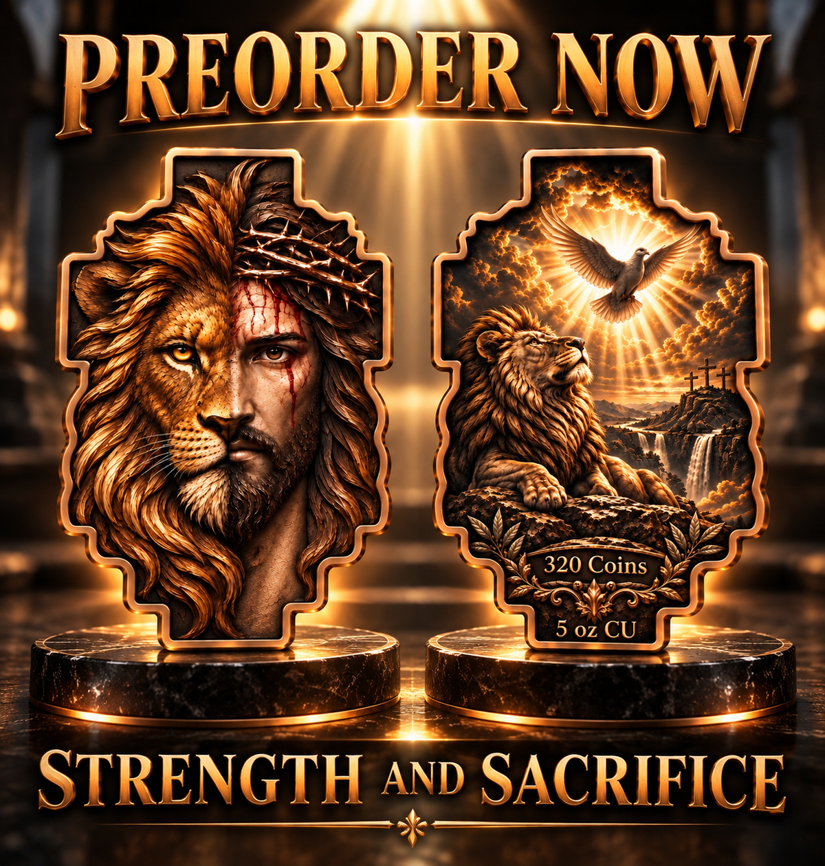 Strength & Sacrifice Shaped 5 oz Copper Medal