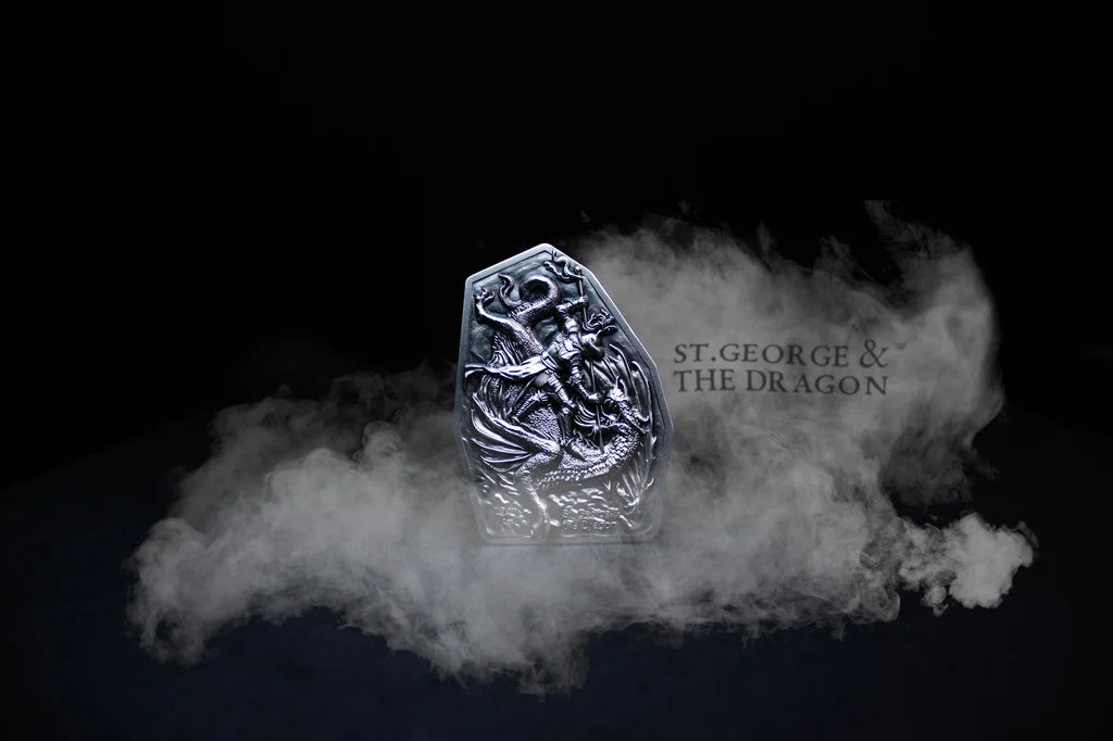 Estimate: 2026 Cameroon St. George & the Dragon Stacker 2 oz Silver Coin