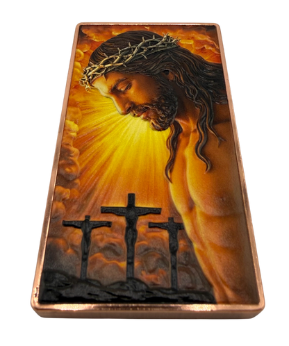 Jesus - He is Risen Colorized 5 oz Copper Bar (06/24)