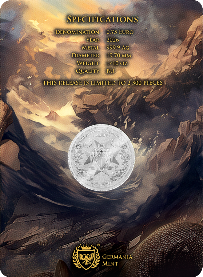 Estimate: 2026 Malta Golden Eagle BU 1/10 oz Silver Coin in Card