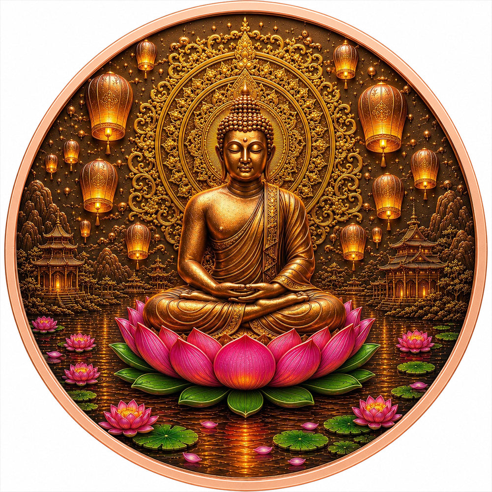 Lotus Buddha Colorized 5 oz Copper Medal (06/19)