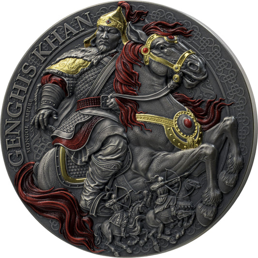 2026 Cameroon Great Commanders Genghis Khan 5 oz Silver Coin (07/24)