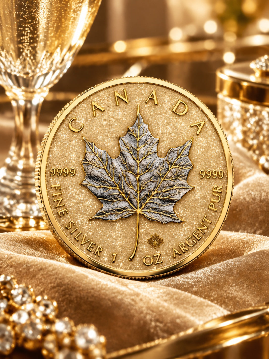 2026 Canada Maple Leaf Golden Champagne Edition 1 oz Silver Coin