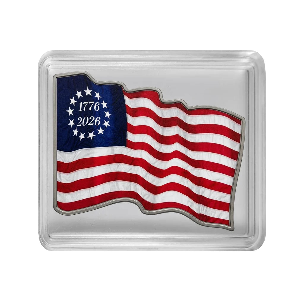 2026 Cameroon Betsy Ross 3D Waving Flag 1/2 oz Silver Coin