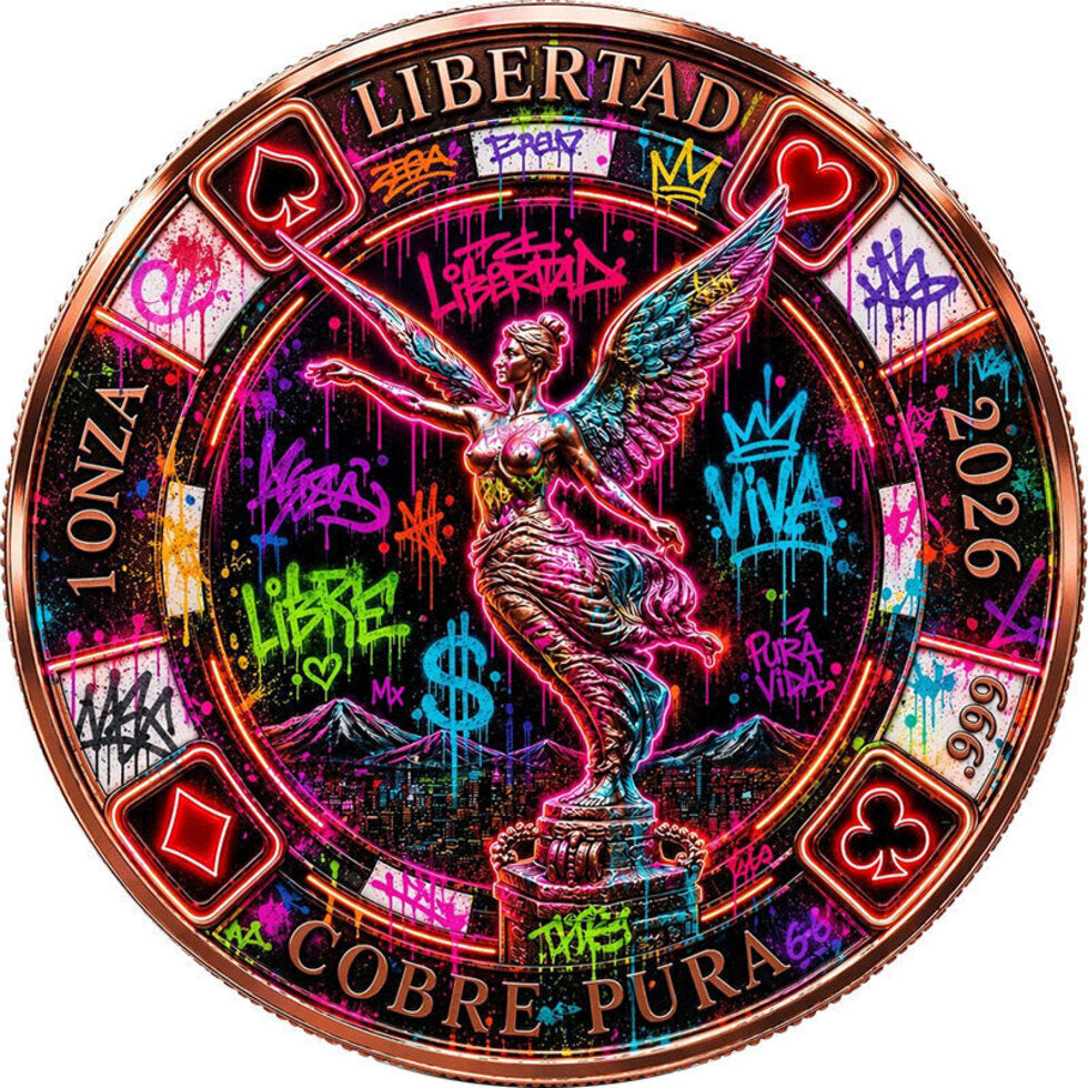 Libertad Neon Poker Chip Colorized 1 oz Copper Round (06/13)